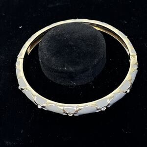 Sequin Nordstrom Gray Thin Gold Tone Enamel Hinge Bangle $25 NWOT #75